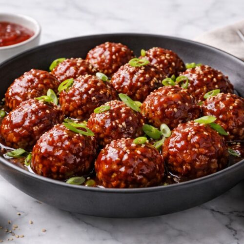 Korean BBQ Meatballs with Gochujang Glaze