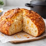 No Knead Cheddar Bread in the Dutch Oven