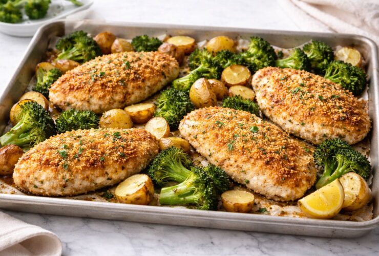 Parmesan Crusted Chicken Sheet Pan Dinner