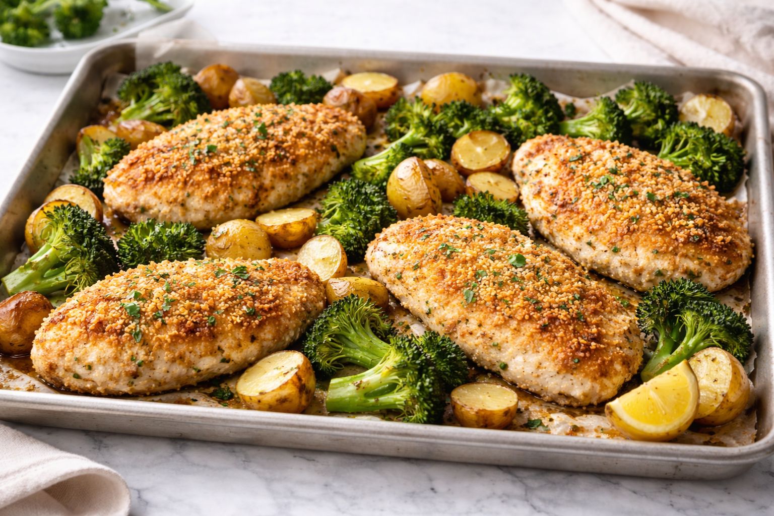 Parmesan Crusted Chicken Sheet Pan Dinner