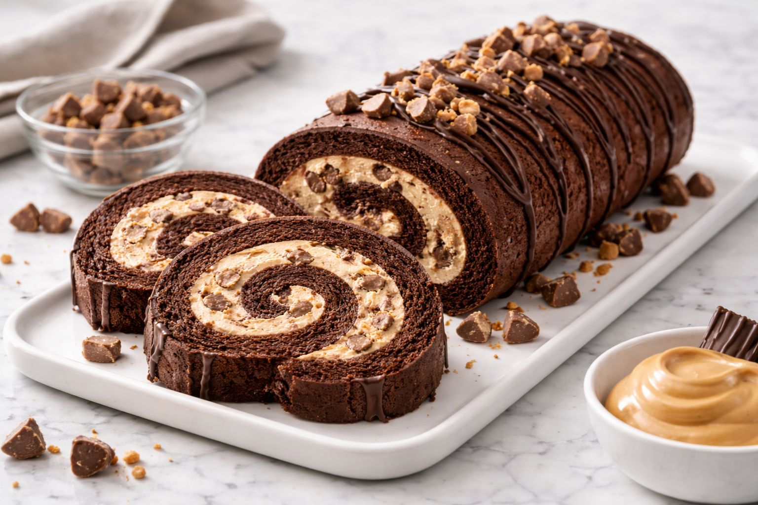 Peanut Butter Cup Chocolate Roll