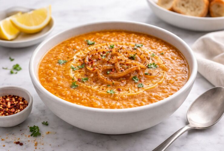 Caramelized Onion Red Lentil Soup