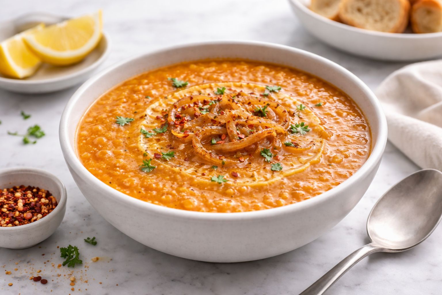Caramelized Onion Red Lentil Soup