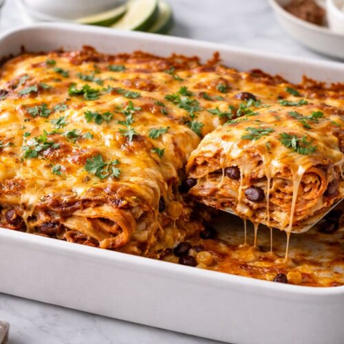 Cheesy Chicken Enchilada Casserole