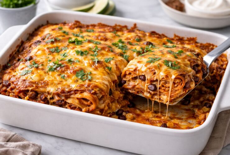 Cheesy Chicken Enchilada Casserole