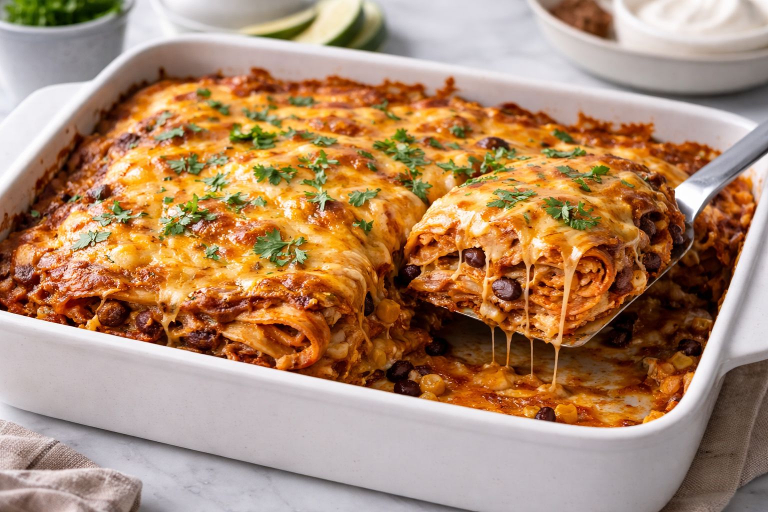 Cheesy Chicken Enchilada Casserole