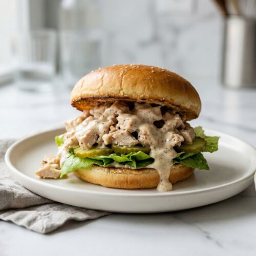 Chicken Chopped Sandwich with Alabama BBQ Sauce