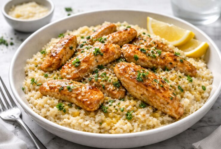 Chicken Scampi with Garlic Parmesan Rice