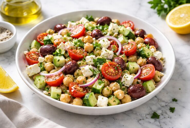 Chickpea Cucumber Feta Salad Real Greek