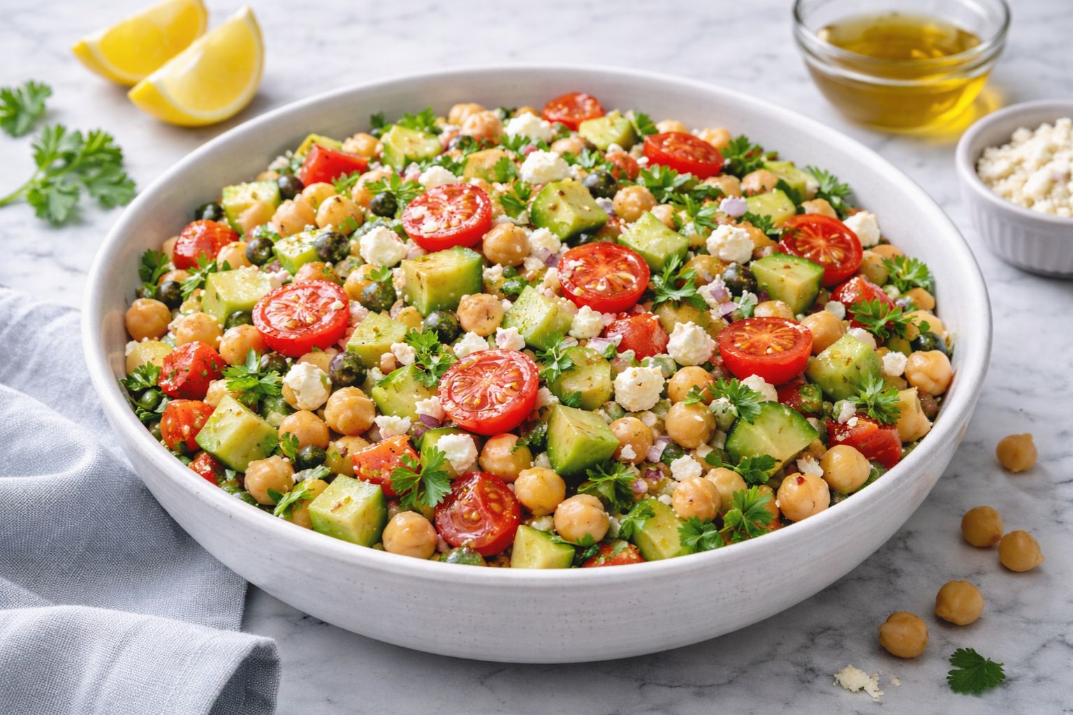 Chickpea Cucumber Feta Salad