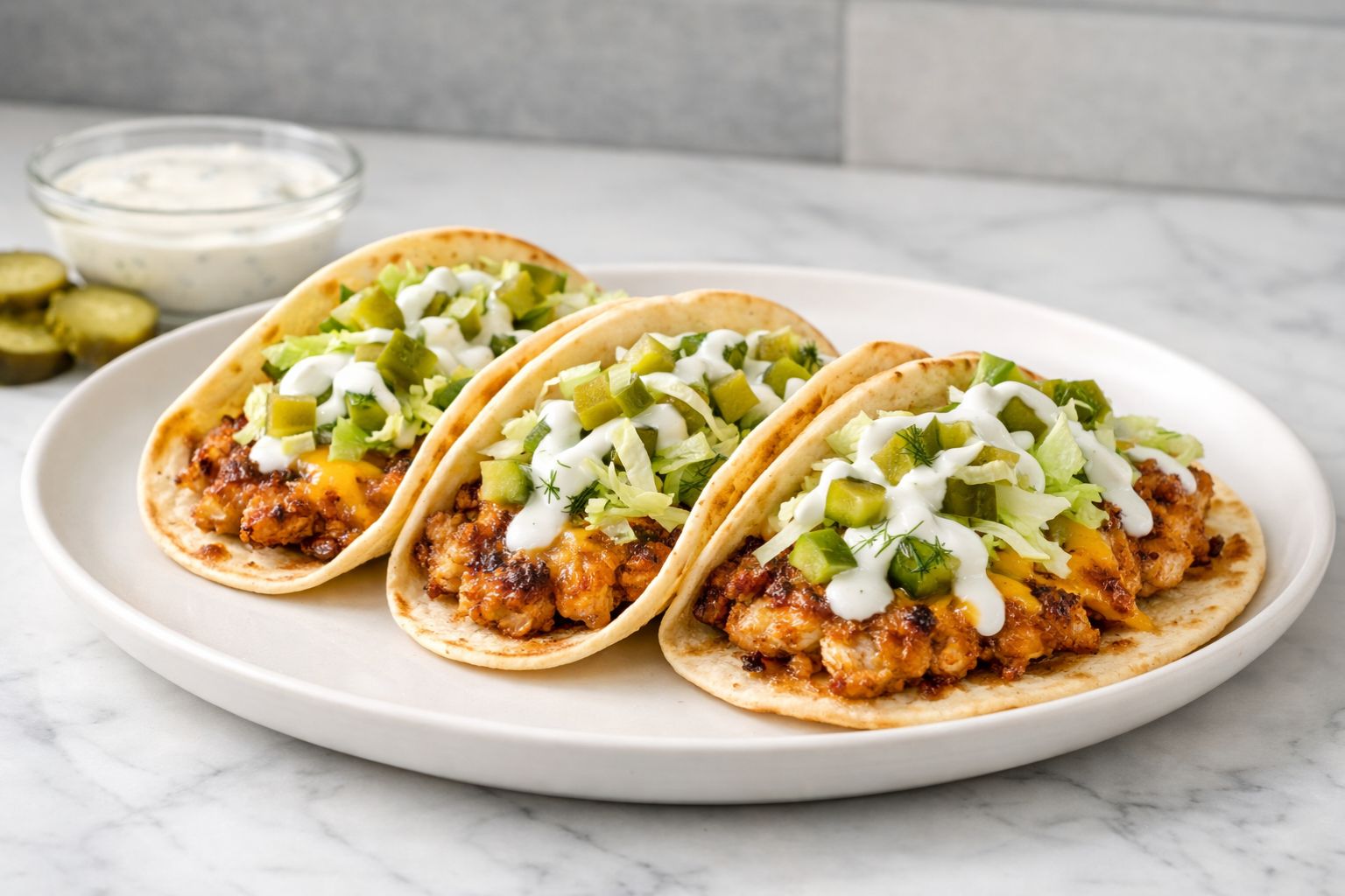 Dill Pickle Ranch Smash Chicken Tacos