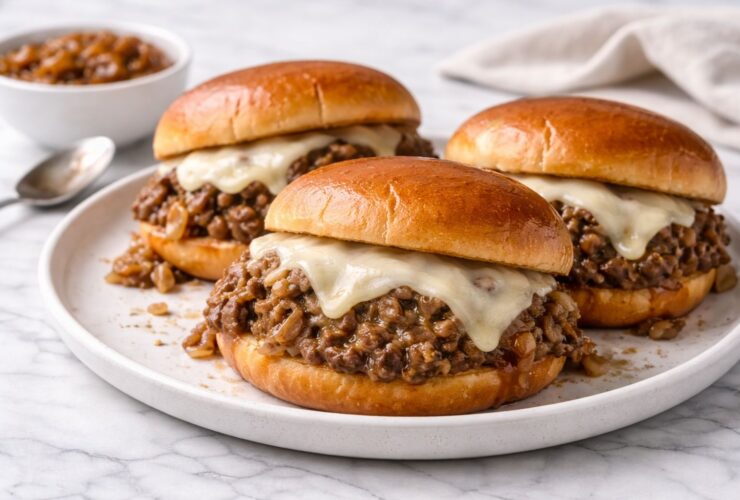 French Onion Beef Sloppy Joes with Melted Cheese