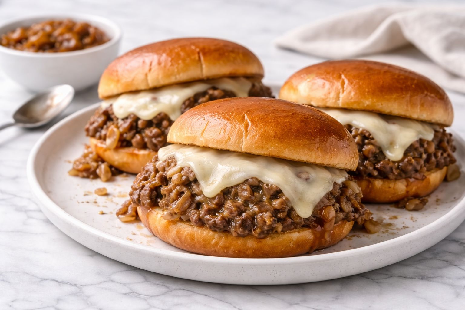 French Onion Beef Sloppy Joes with Melted Cheese
