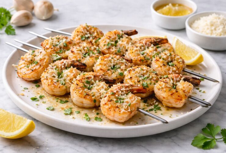 Garlic Parmesan Shrimp Skewers Recipe