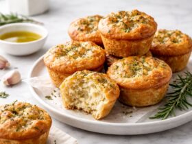 Golden Crust Garlic Rosemary Focaccia Muffins