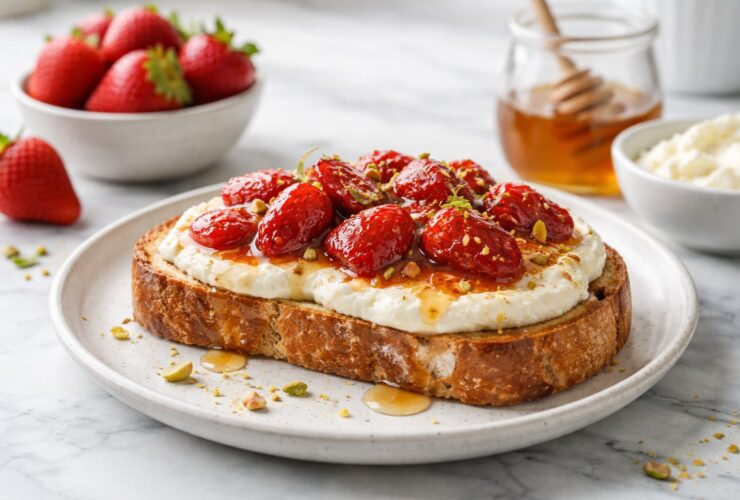 Roasted Strawberry Whipped Ricotta Toast