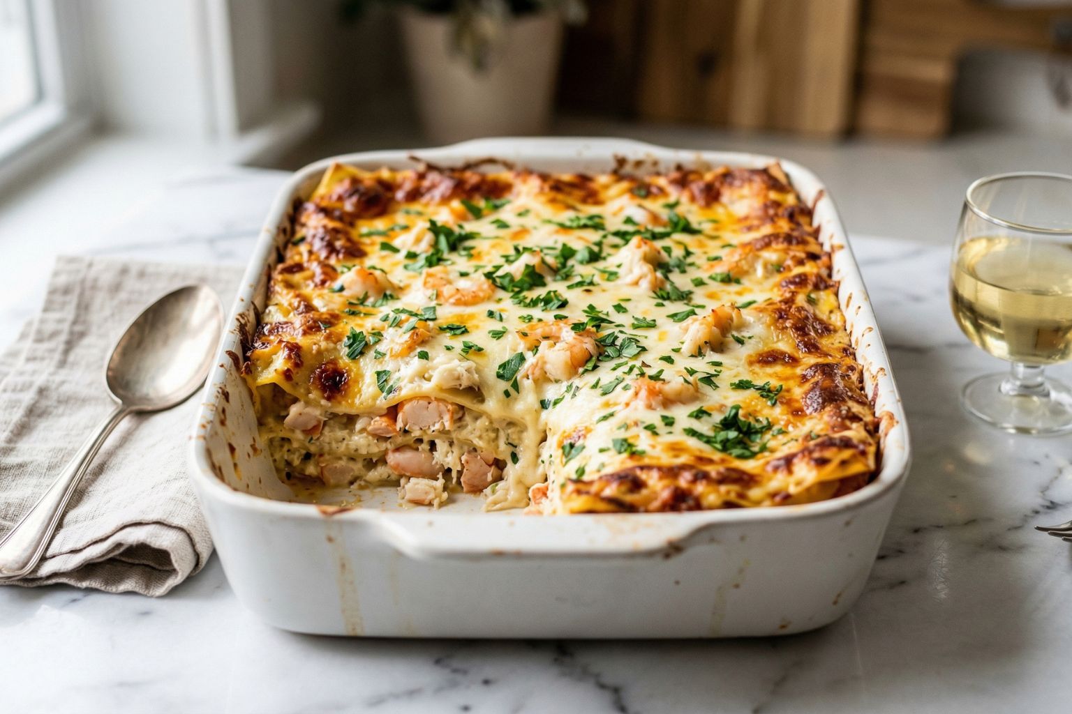 Seafood Lasagna with Shrimp and Crab