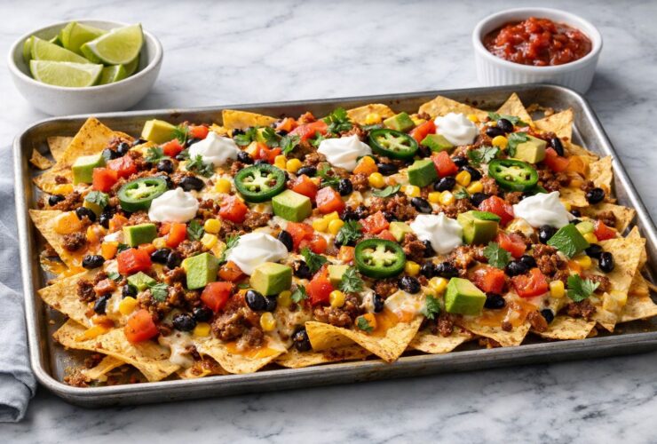 Sheet Pan Nachos Ground Beef