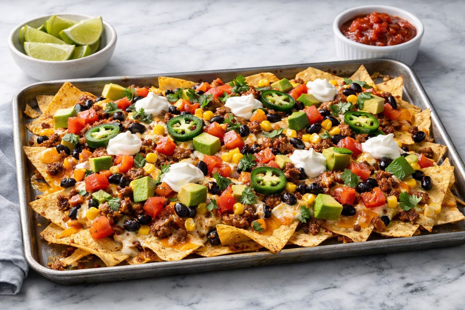 Sheet Pan Nachos Ground Beef