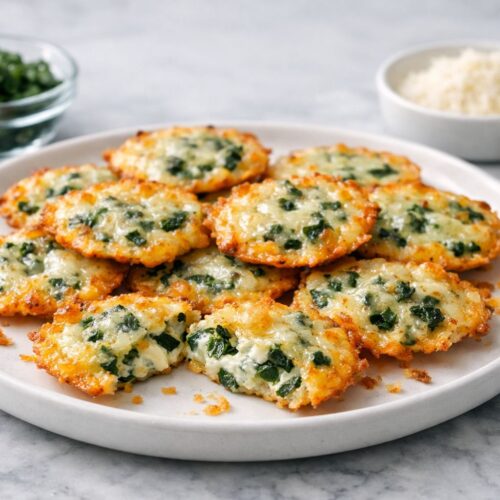 Spinach Dip Cheese Crisps Recipe