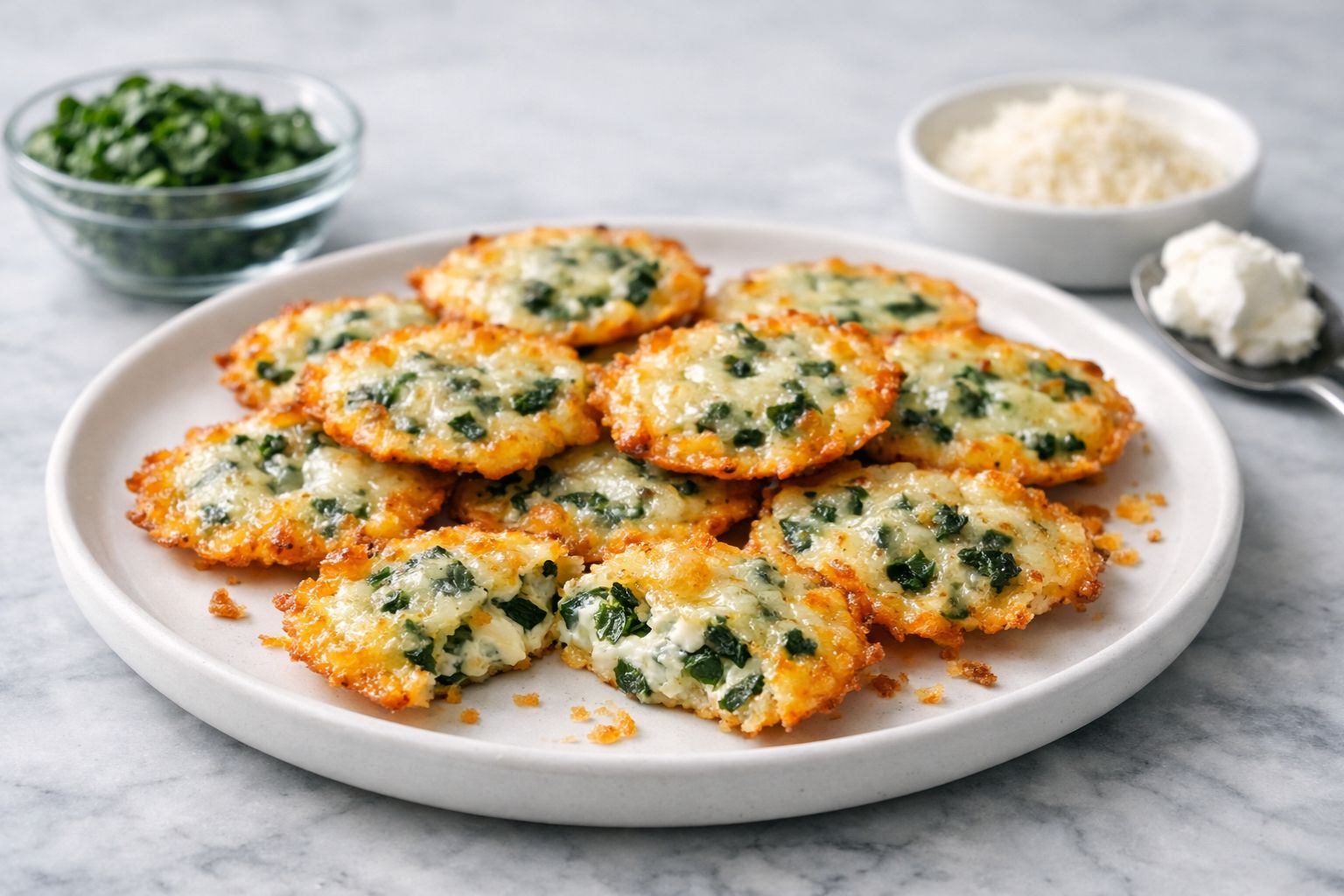 Spinach Dip Cheese Crisps Recipe