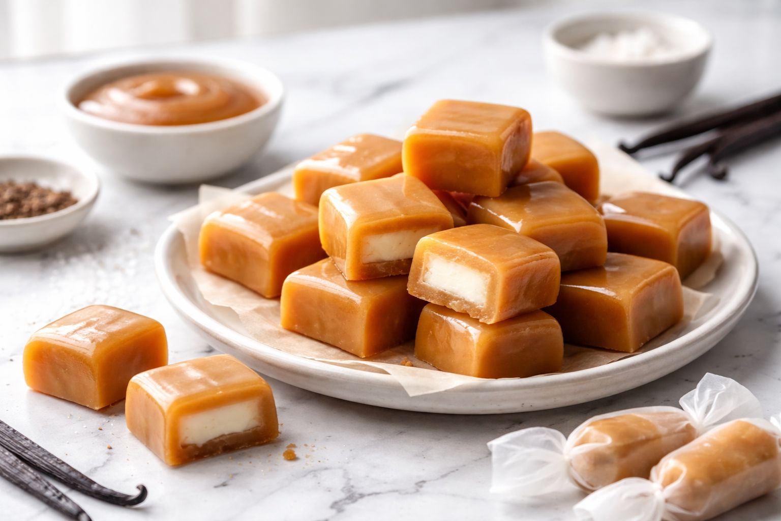 Vanilla Cream Filled Caramels Recipe