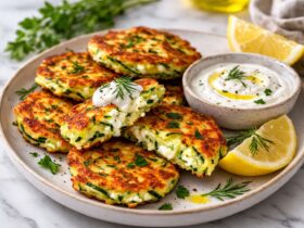 Zucchini Fritters with Cottage Cheese