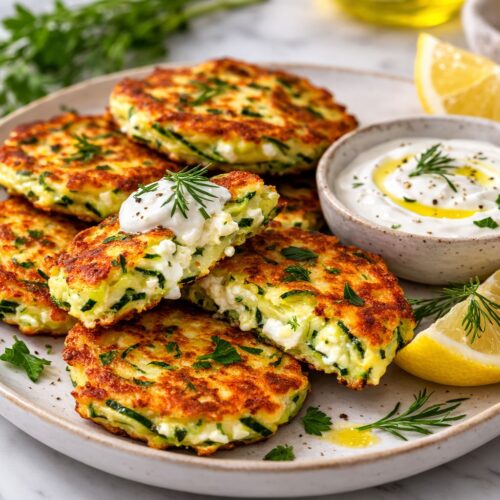 Zucchini Fritters with Cottage Cheese