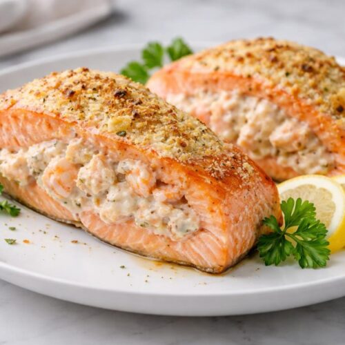 Crab and Shrimp Stuffed Salmon Recipe
