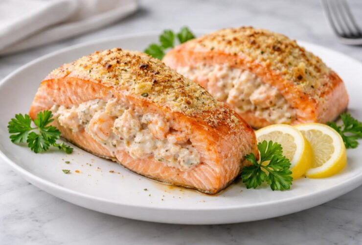 Crab and Shrimp Stuffed Salmon Recipe