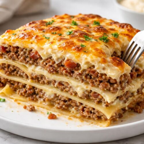 Parmesan Garlic Bacon Cheeseburger Lasagna Recipe
