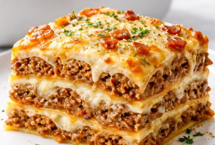 Parmesan Garlic Bacon Cheeseburger Lasagna Recipe