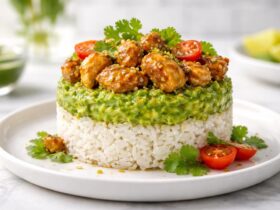 Honey Lime Chicken Avocado Rice Stack Recipe