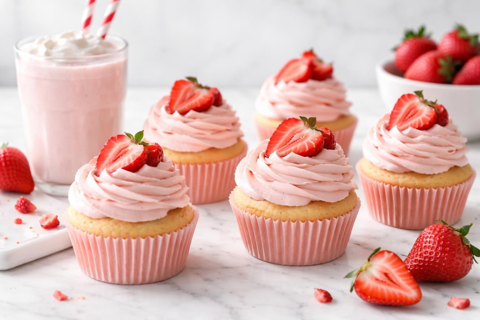 Strawberry Milkshake Cupcakes Recipe