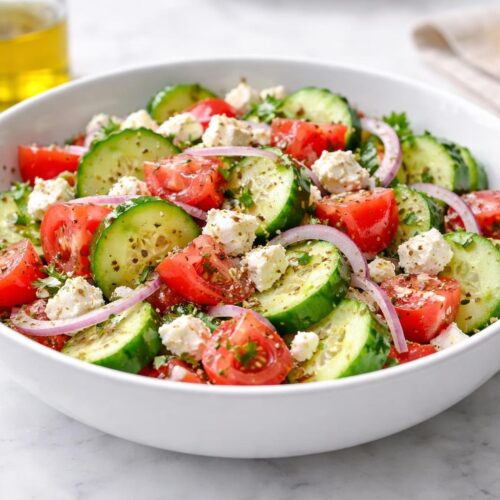 Mediterranean Cucumber Tomato Feta Salad Recipe