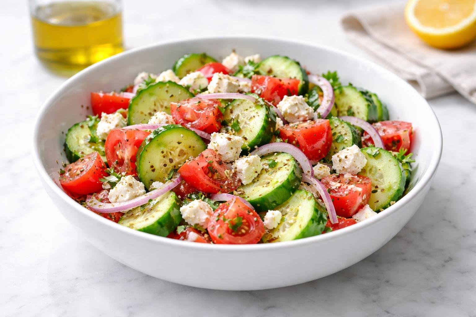 Mediterranean Cucumber Tomato Feta Salad Recipe