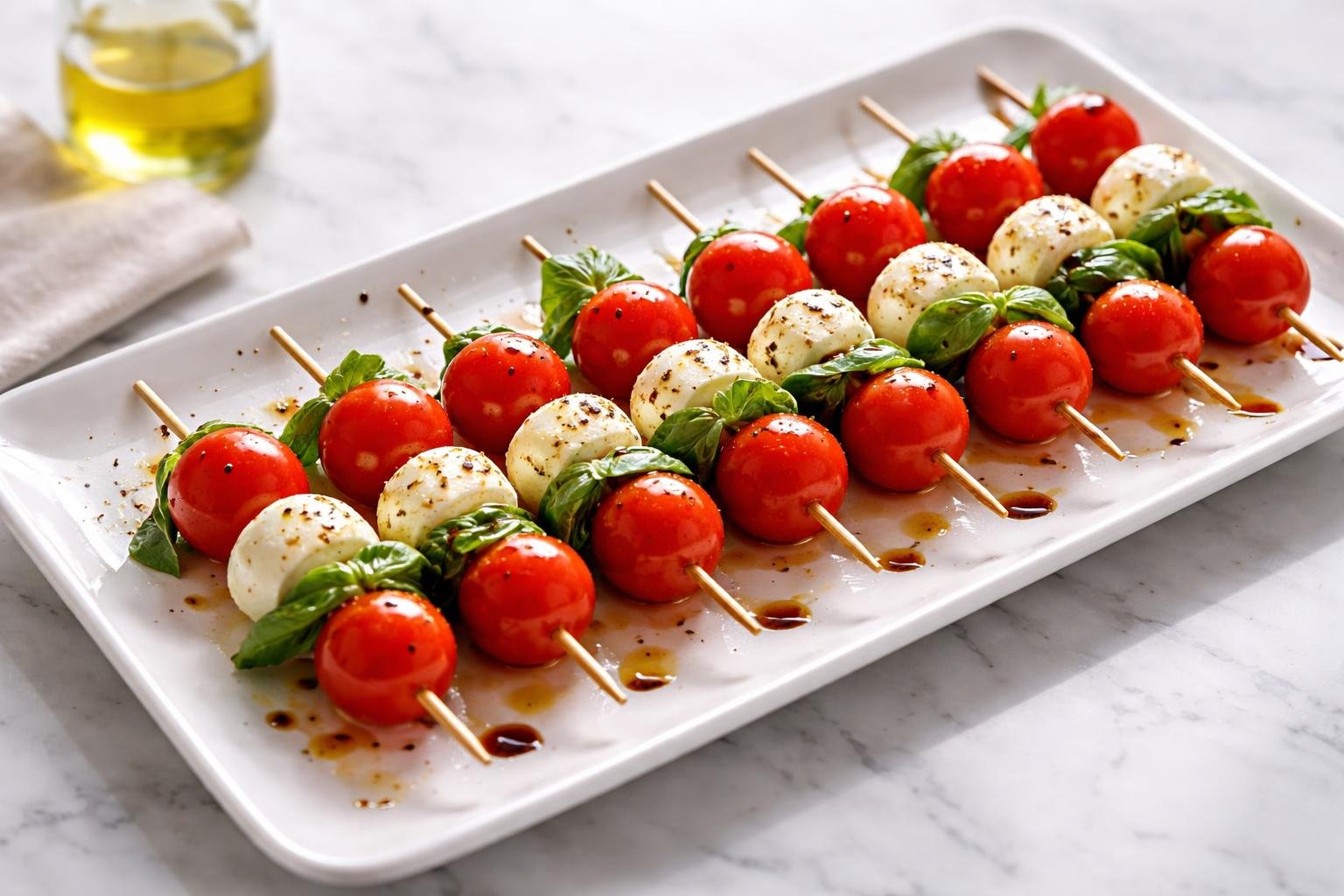 Tomato Mozzarella Basil Skewers Recipe