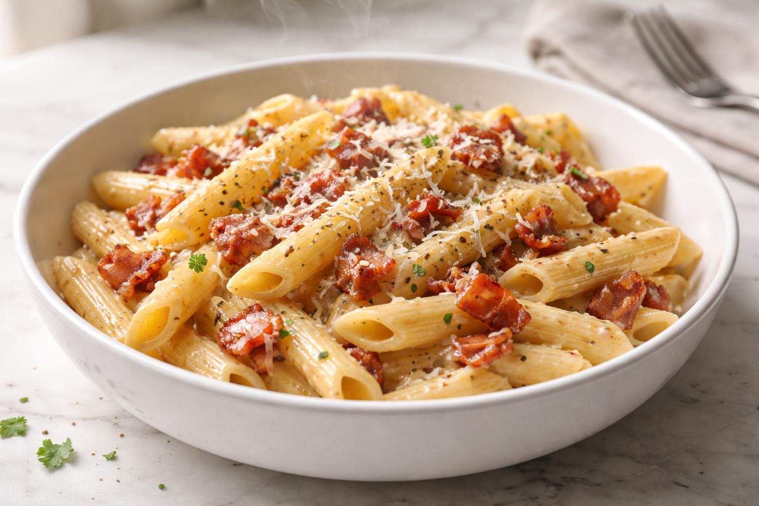 Mary Berry Penne Pasta with Bacon Recipe